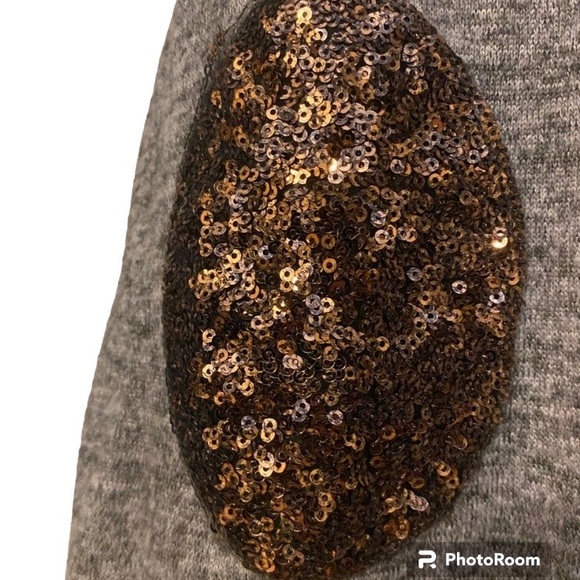 PinkBlush Maternity Heathered Gray Duster with Sequin Elbows - Picture 3 of 4